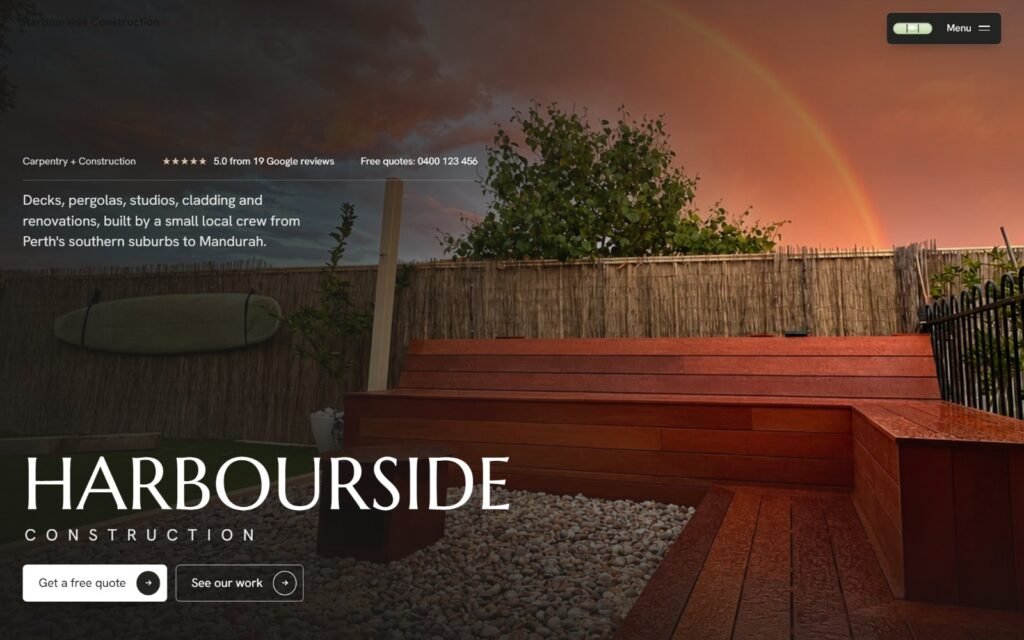 Custom website design for a carpentry and construction business
